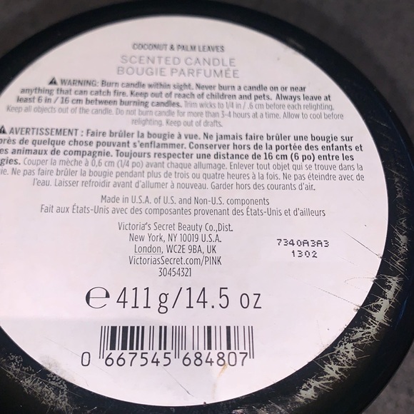 Victoria’s Secret PINK Coconut & Palm Leaves 3 Wick Candle - Picture 3 of 3